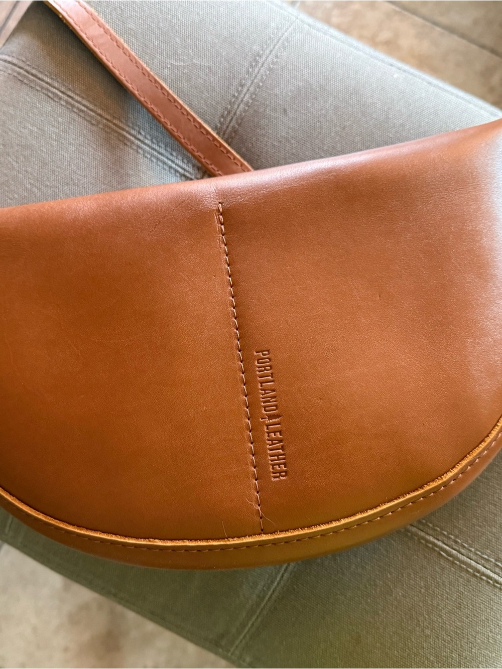 Portland Leather Group Koala Honey Leather Crescent Shoulder Bag with Tassel - Picture 3 of 7